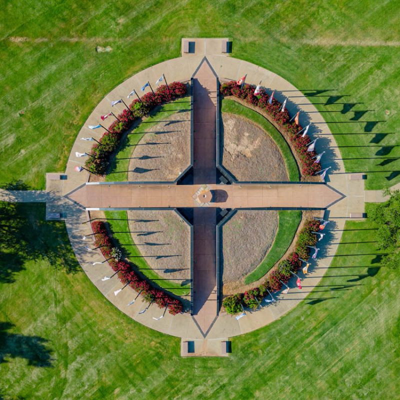 Aerial view of the Oklahoma State Capitol garden at Oklahoma